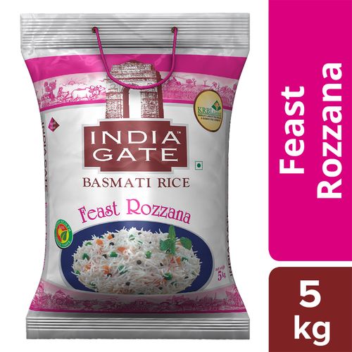 India Gate Basmati Rice - Feast Rozzana, 5 kg Pouch